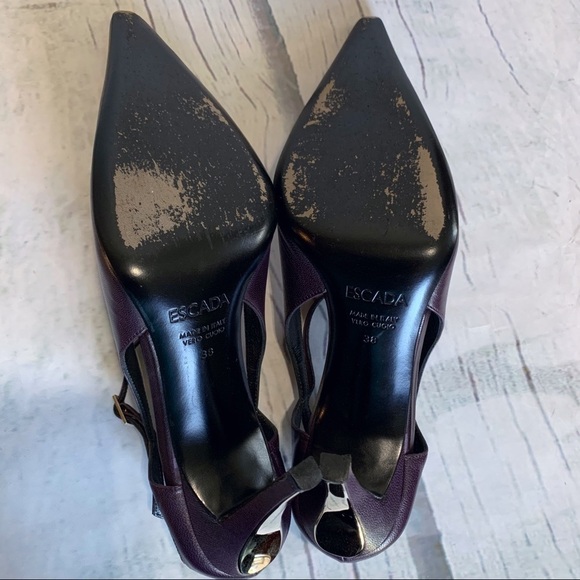 Escada Plum and Mirrored Gold Heels - Picture 8 of 15
